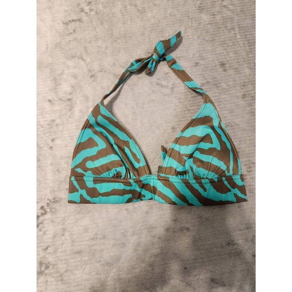 Victoria's Secret S Green Brown Padded Halter Bikini Top
